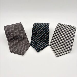 Lot Of 3 Silk Neckties Various Brands, Color & Designs From 56-60 Inches Long